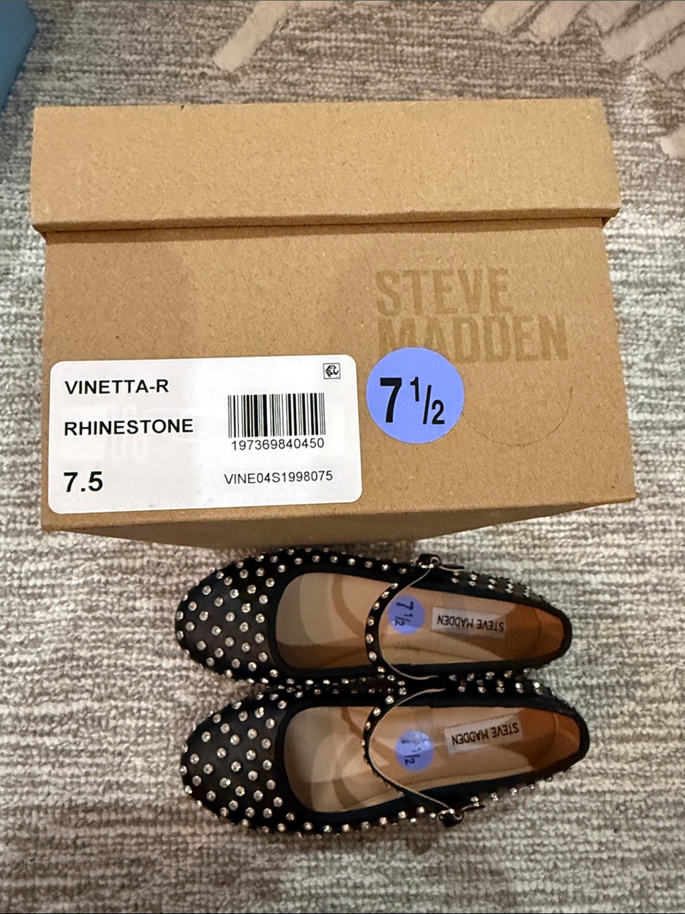 Steve Madden Black Studded Mary Jane Flats - Picture 2 of 2